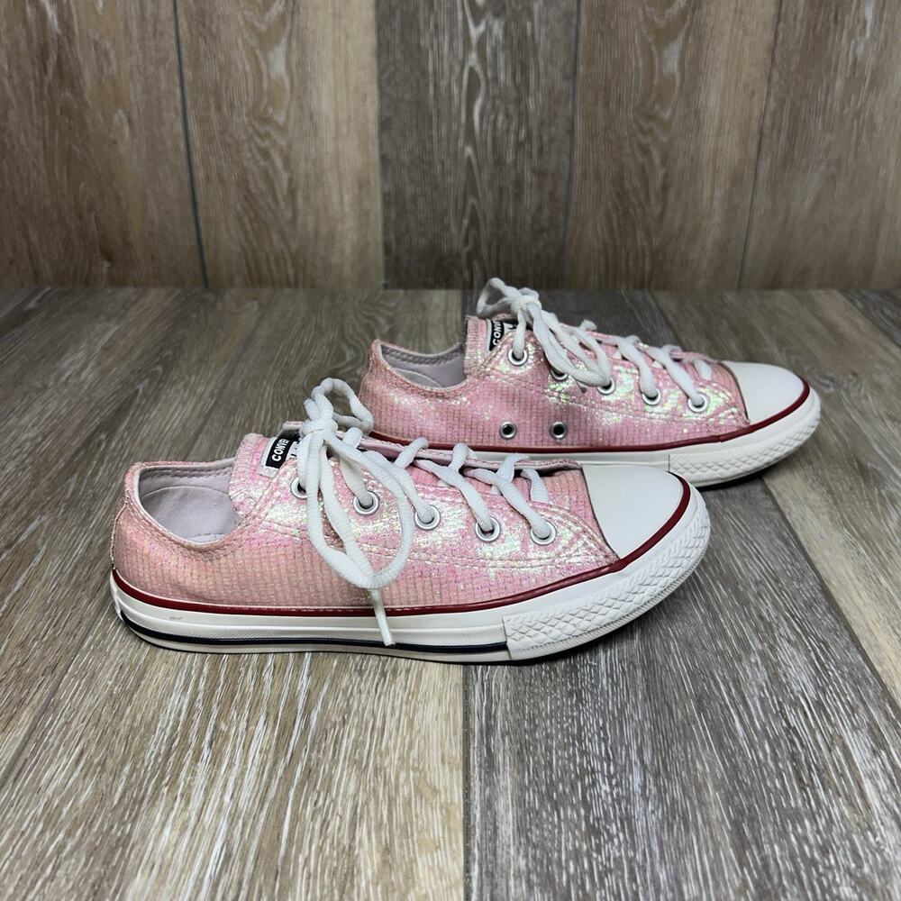 Converse Junior Youth US Size 2 Chuck Taylor All Star Low Pink Glitter Shoes